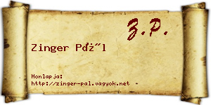 Zinger Pál névjegykártya